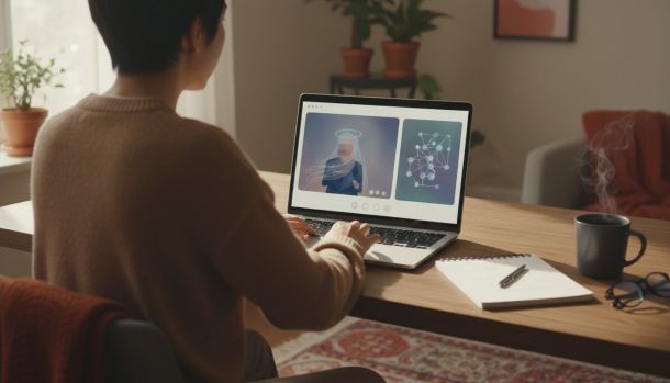 Online live demo on a laptop in a home office